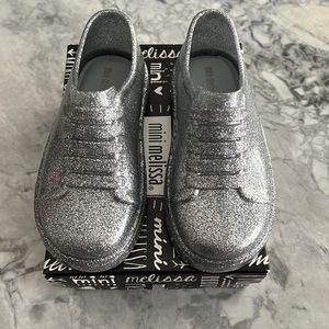 Mini Melissa silver glitter sneakers size 9